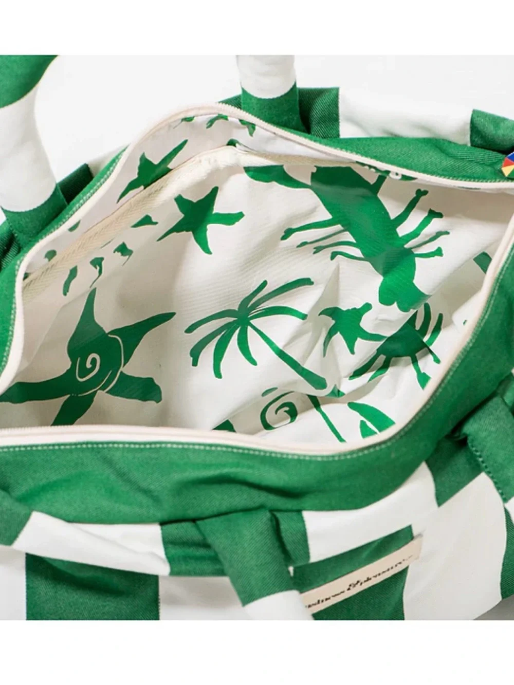 Business & Pleasure Green & White Striped Cooler Tote with Detachable Strap